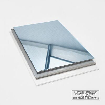 PVC Laser Film Coated 430 Stainless Steel Sheet with Cold Rolled 2B BA Mirror Finish for Architectural Use